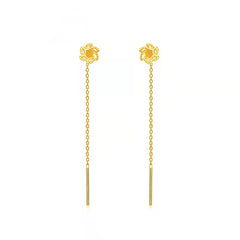 Little Red Book Clover Hanging Earrings Women's Imitation Gold Tassel Long Flower
