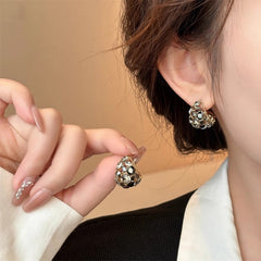 Light Luxury Rhinestone Black Crystal Earrings