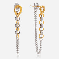 18K Gold Stainless Steel Gold And Silver Color Matching Chain Tassel Earrings