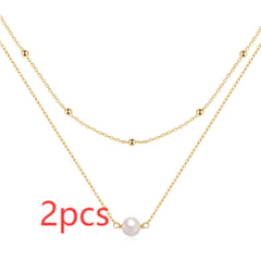 S925 Sterling Silver Temperamental Double Layer Twin Pearl Necklace For Women