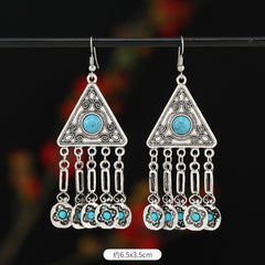 Retro Exotic Antique Silver Coin Tassel Earrings