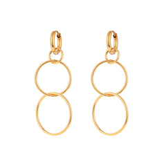 Simple Popular Stainless Steel Plated 18K Gold Long Circle Buckle Earrings