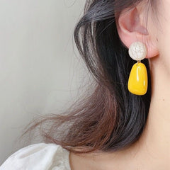 Contrast Color Elegance Retro Ginger Geometric Resin Earrings