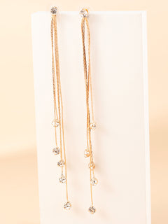 Front 2 Back 3 Strings Lucky Beads Tassel Earrings