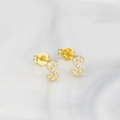 Ins European And American Diamond English Alphabet Letter Earrings