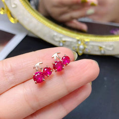 Red Corundum Small Cherry 925 Silver Stud Earrings