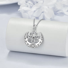 Lotus Flower Symbol Yoga Necklace Sterling Silver Sanskrit Symbol  Balancing Jewelry