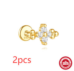 S925 Sterling Silver Moon Diamond Embedded Star Ear Rings