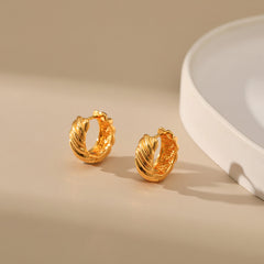 Retro Hong Kong Style Gold Color Retaining Earrings Plated 18K Real