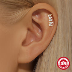 S925 Sterling Silver Moon Diamond Embedded Star Ear Rings