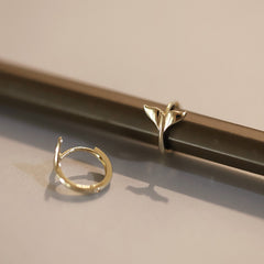 S925 Sterling Silver Plated 14k Golden Smooth Fishtail Ear Ring