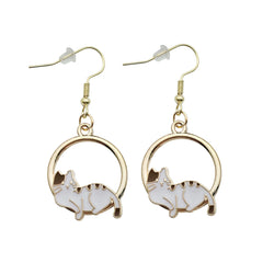Europe, America, Japan And South Korea Ins Style Dripping Oil Cute Hollow Lazy Little Cat Earrings