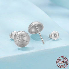 S925 Sterling Silver Basketball Stud Earrings