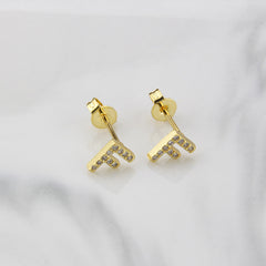 Ins European And American Diamond English Alphabet Letter Earrings