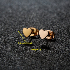European And American All-matching Small Stainless Steel Geometric Heart-shaped Ear Studs