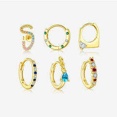 S925 Sterling Silver Small Ear Ring Zircon Stud Earrings Korean Style