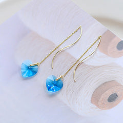 Transparent Crystal Love Long Fringe Earrings