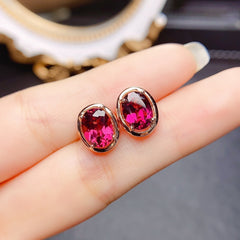 Women's S925 Silver Natural Stone Stud Earrings
