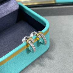 Light Luxury Round Colorful Earrings For Women With Full Diamond Embedding