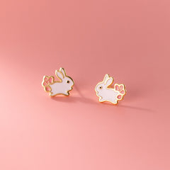 New Girly Girl Sweet White Rabbit Girlish Heart Ear Studs