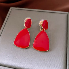 Ankela Red Water Drop Ear Clip Earrings