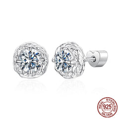 Original D-color Texture Rock Candy Moissanite Ear Studs