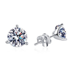 Minority Simple Classic Three-claw Moissanite Stud Earrings