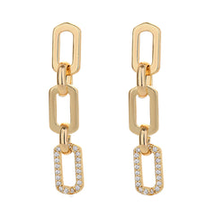 French Geometric Tassel Micro Zircon-inlaid Pendant Earrings