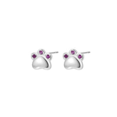 S999 Sterling Silver Cat's Paw Epoxy Stud Earrings