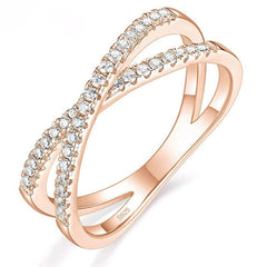 S925 Sterling Silver Female Ring Double Row Diamond Zircon