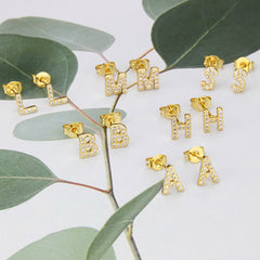 Ins European And American Diamond English Alphabet Letter Earrings