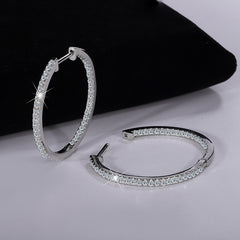 New Women's Circle Large Earrings S925 Sterling Silver