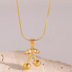 Stainless Steel Cherry Necklace Cute Earrings Ornament Women