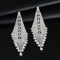 High-grade Light Luxury Sparkling Full Rhinestone Geometric Ear Studs Earrings