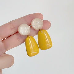 Contrast Color Elegance Retro Ginger Geometric Resin Earrings