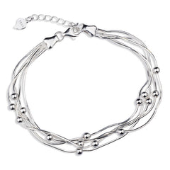 S925 Sterling Silver Multi-layer Ball Bracelet Women's Ins Style Niche