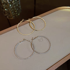 Silver Circle Female Starry Sky Hoop Earrings