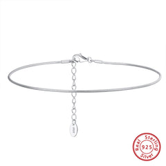 S925 Sterling Silver Anklet Adjustable Snake Chain