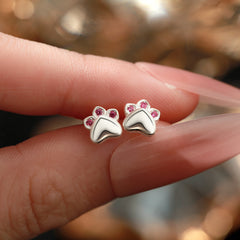 S999 Sterling Silver Cat's Paw Epoxy Stud Earrings