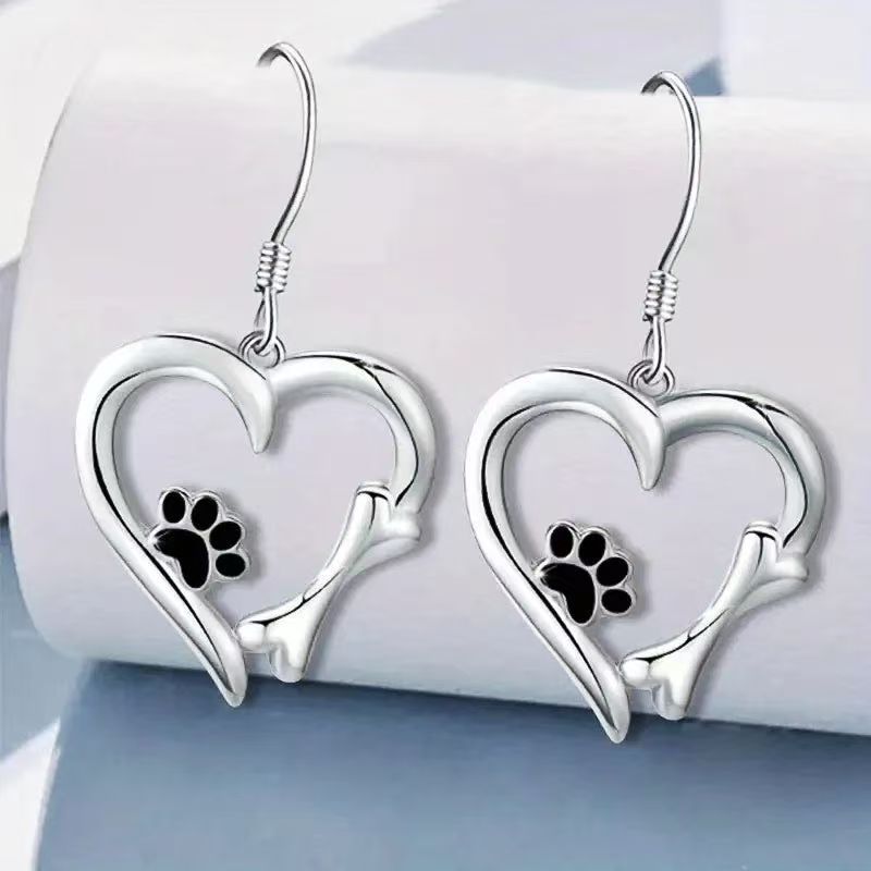 8-shaped Pendant Epoxy Bear Claw 925 Silver Earrings