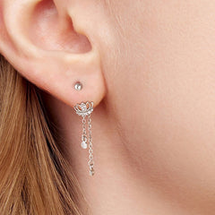 S925 Sterling Silver Tassel Lotus Ear Studs