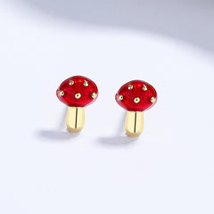 925 Sterling Silver Mushroom Personalized Earrings