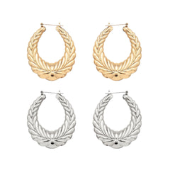 Fashion Personality Wheat Pattern Oval Earrings