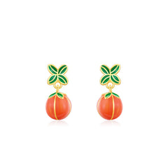 S925 Sterling Silver National Trendy Style Lucky Persimmon Dripping Stud Earrings