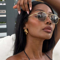 Inlaid Zircon Niche Design Mushroom Titanium Steel No Fading Earrings