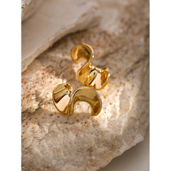 16K Gold Stainless Steel Gold Art Spiral Earrings