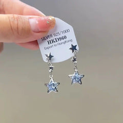 Light Luxury High-grade Sense Rhinestone Little Stars Tassel Ear Clip