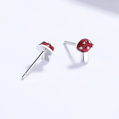 925 Sterling Silver Mushroom Personalized Earrings