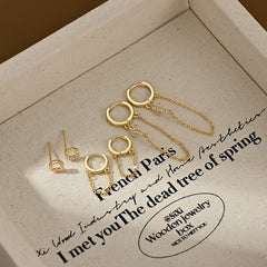 One Card Three Pairs Set Earrings Female Ear-caring Cross Ear Rings