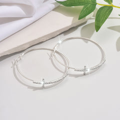 Exaggerated Rhinestone Cross Simple Bracelet Big Ring